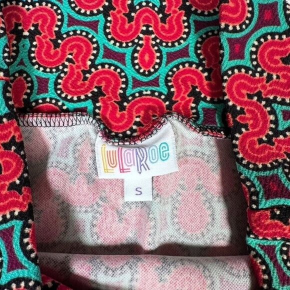 LuLaRoe Cassie Pencil Skirt Geometric Purple Turquoise Chevron LLR Small S - Picture 2 of 5